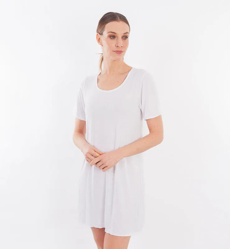 Casagin Camicia da Notte Donna Bamboo Bianco Manica Corta Lunga