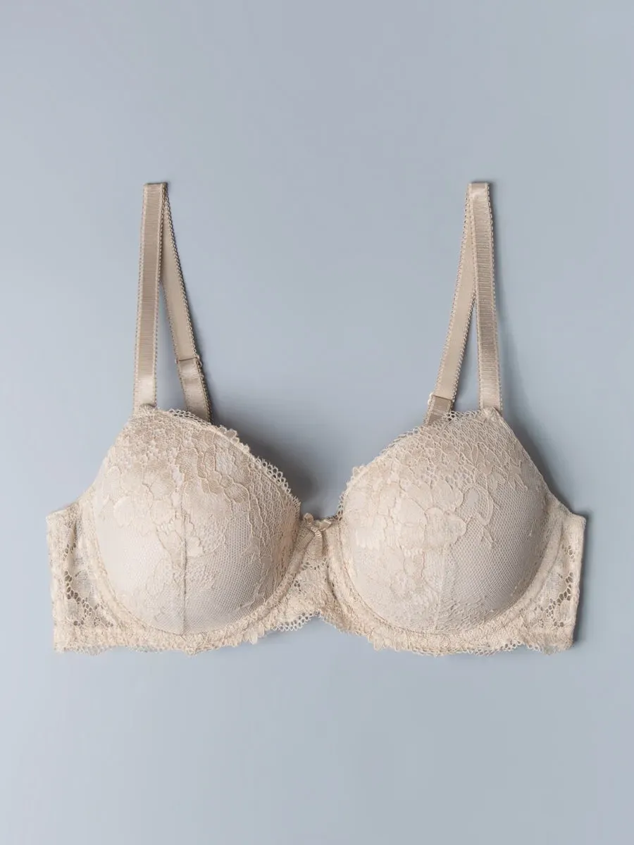 Si'èLei 2454 Reggiseno Imbottito Total Lace Cipria