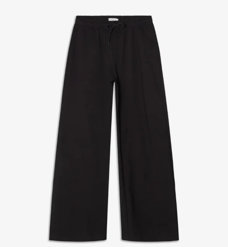 Casagin Pantaloni Palazzo Felpa Cotone Bio Nero