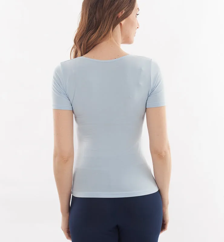 Casagin T-Shirt Tencel Donna Maniche Corte Scollo Rotondo