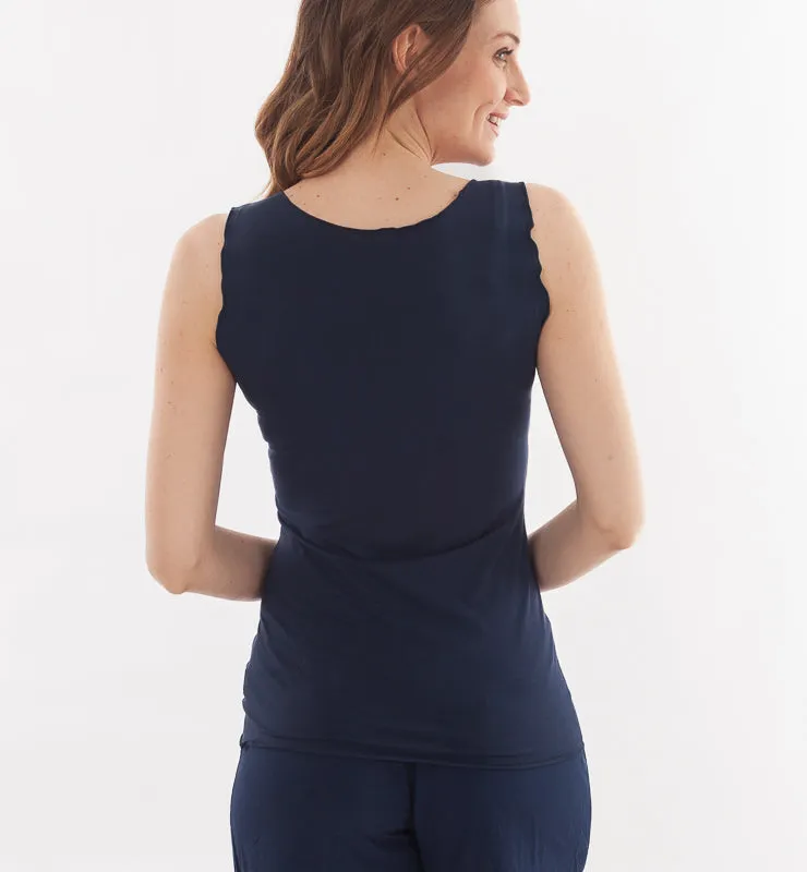 Casagin Essential canotta spalla larga arricciata Tencel azzurro chiaro morbida
