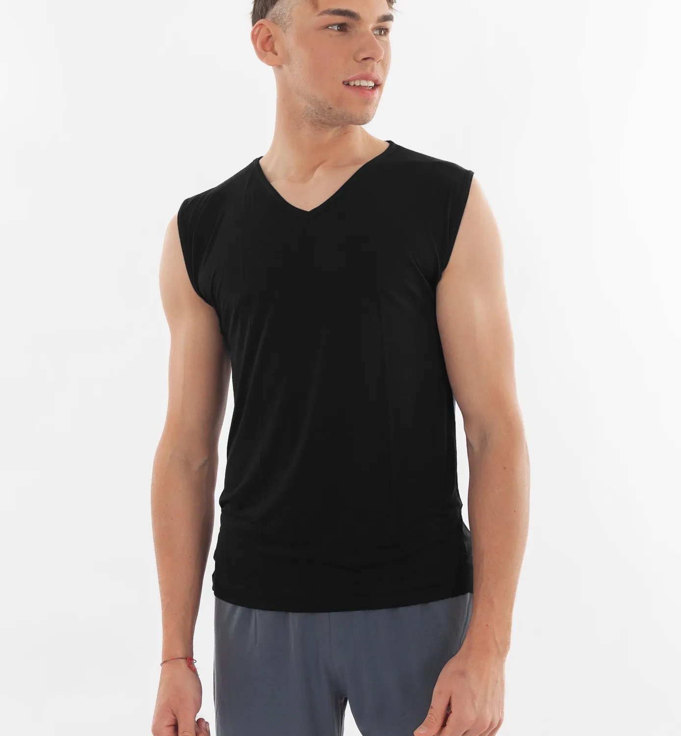 Casagin Canotta uomo scollo a V bamboo bianco traspirante