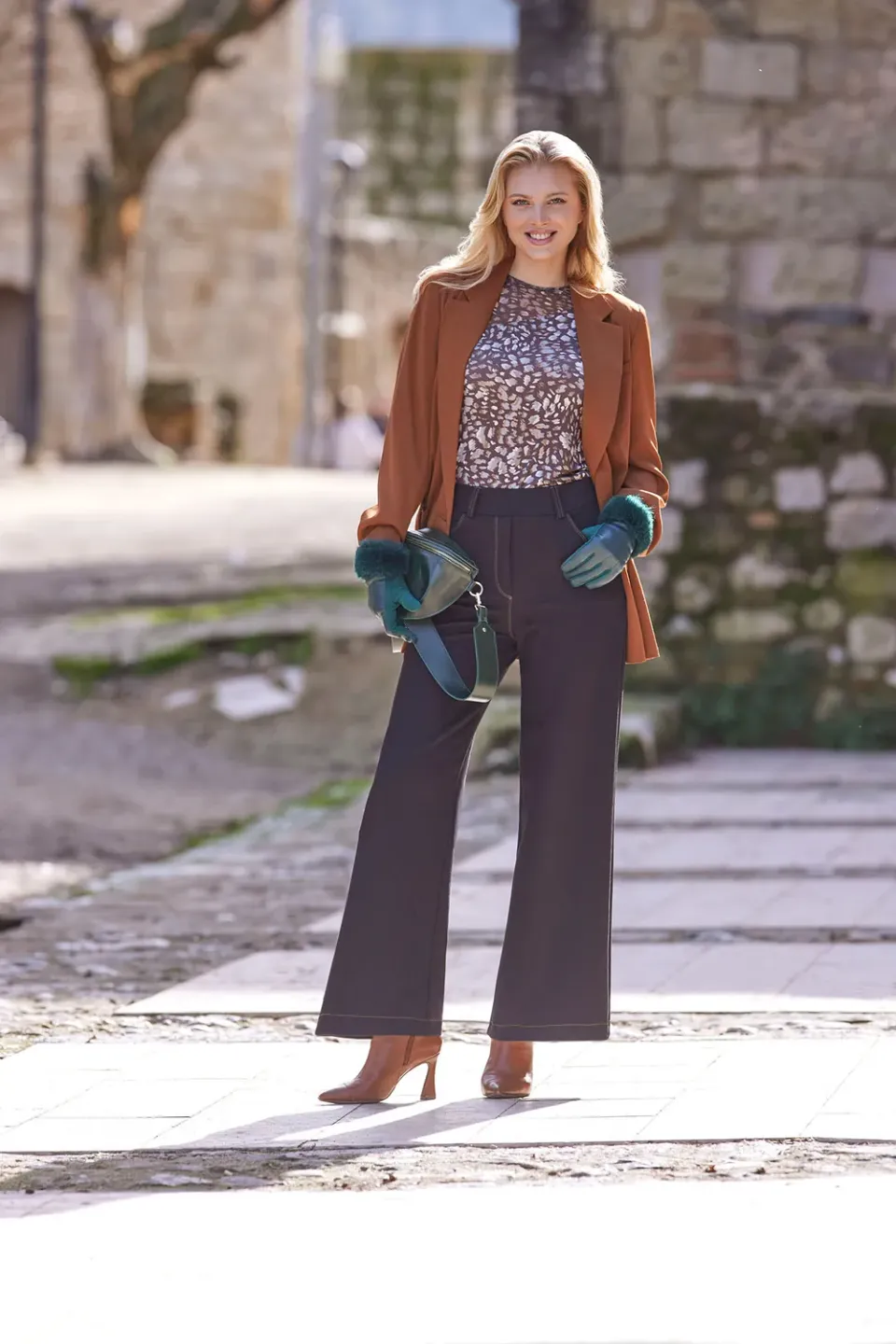 Janira Blu Denim Pants Palazzo Lungo Effetto Denim
