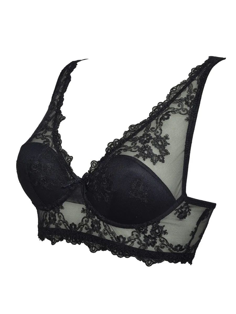 SièLei Glam 1944 top nero tulle coppe imbottite ferretto