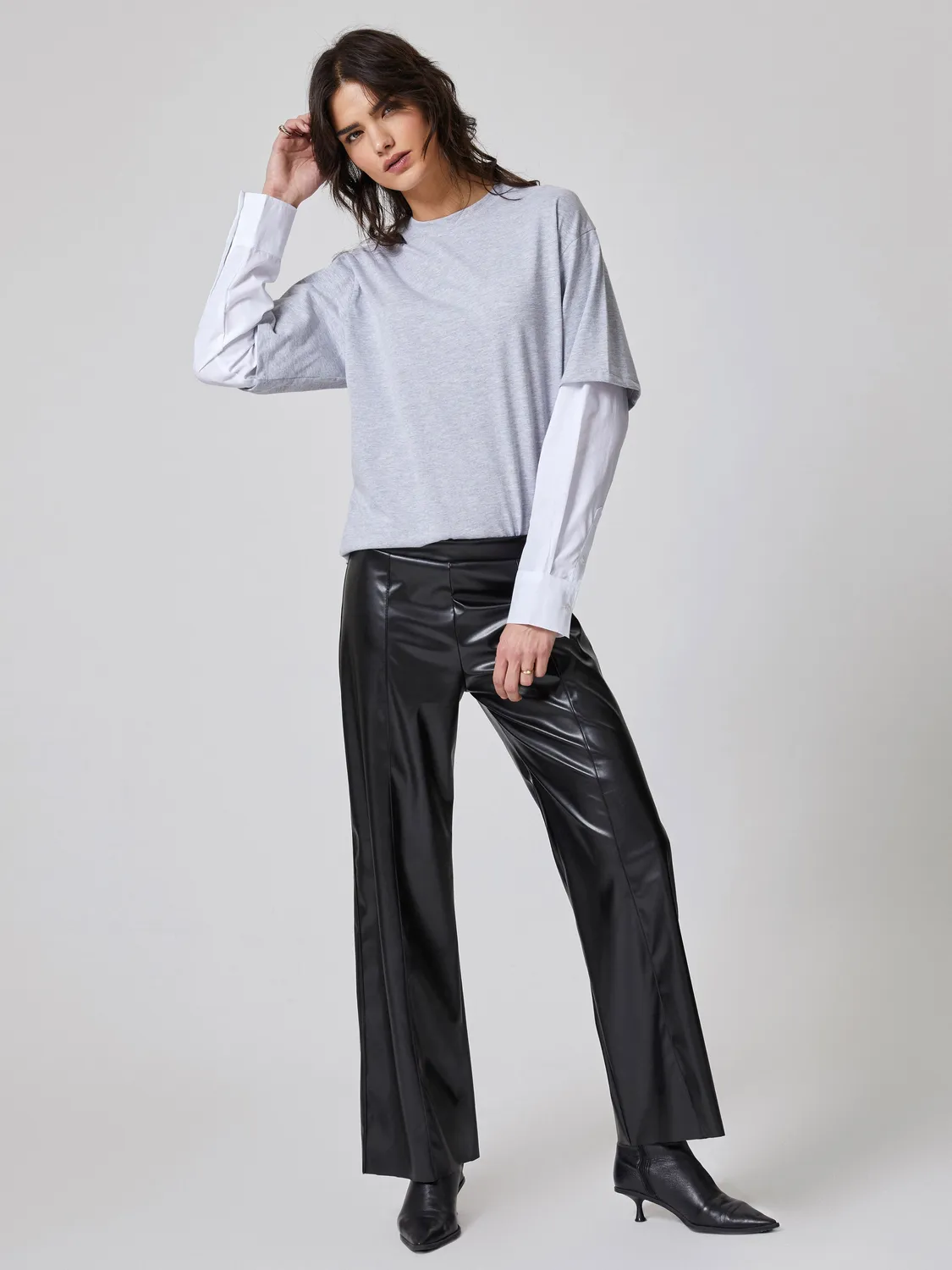 Jadea 4013 pantalone wide-leg ecopelle donna