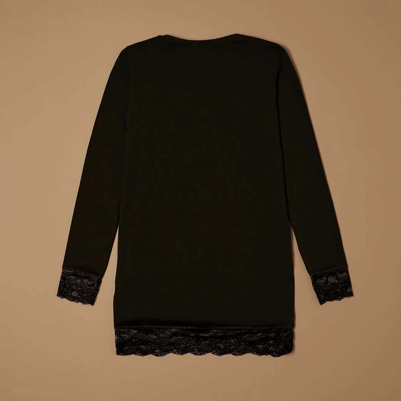 Jadea 4268 Maglia Manica Lunga Cotone Pizzo Nera