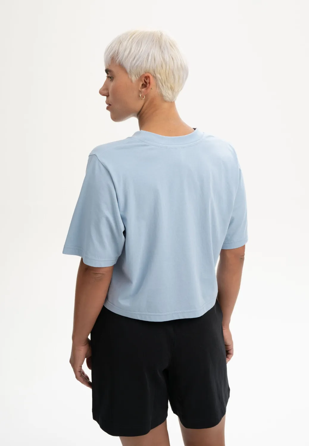 Casagin T-Shirt Crop Donna in Cotone Biologico Azzurro Chiaro