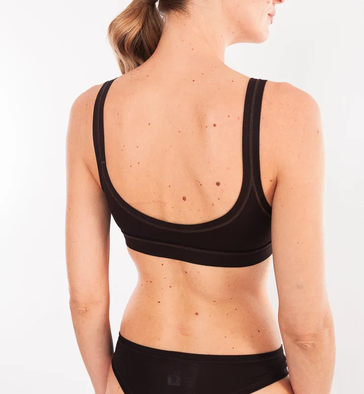 Casagin Bralette Tessuto Naturale Senza Ferretto Nera Traspirante