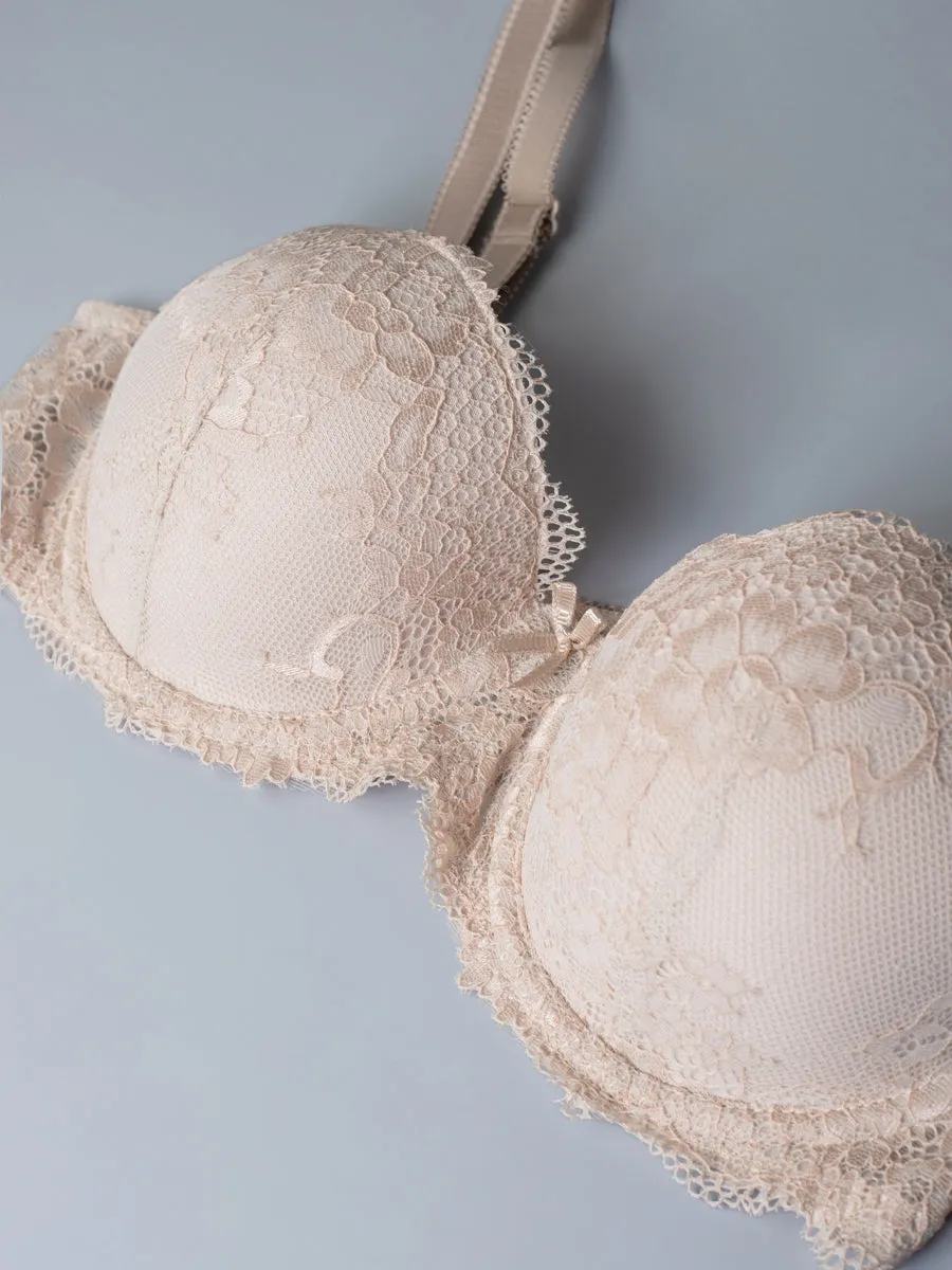 Si'èLei 2454 Reggiseno Imbottito Total Lace Cipria