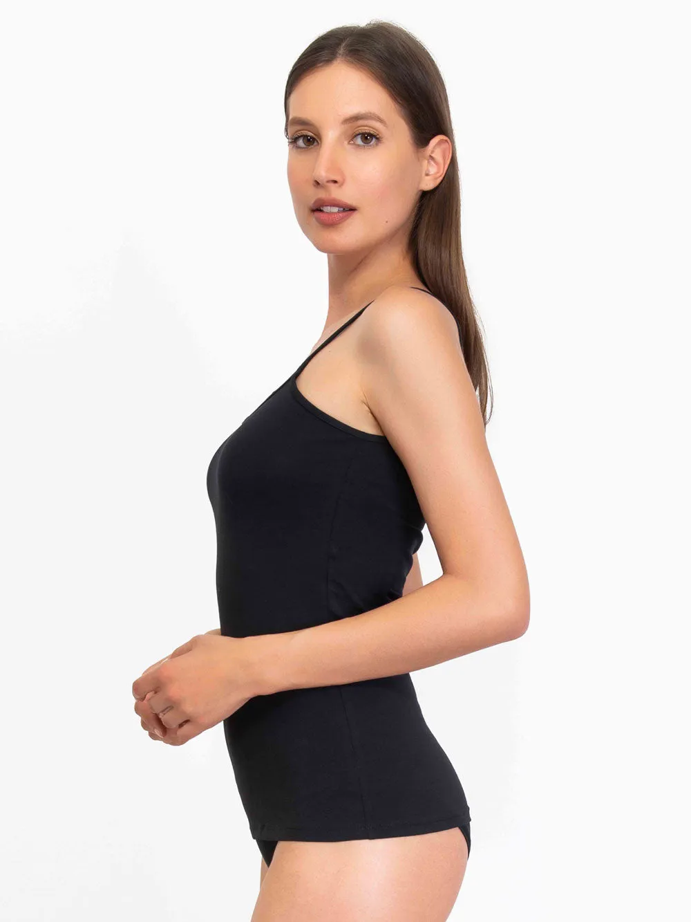 Si'èLei Natural Cotton 1430 canotta nero spalline sottili