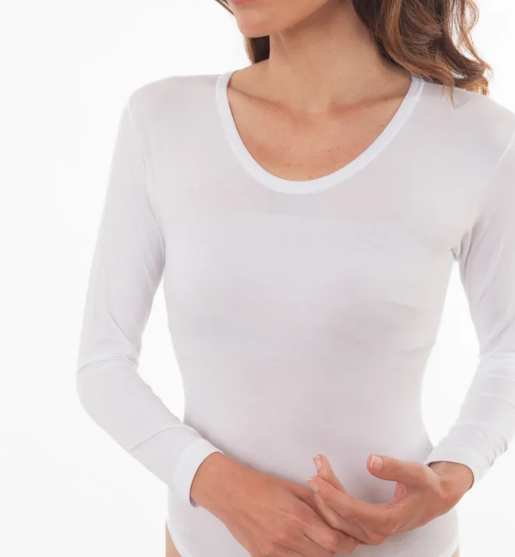 Casagin Body maniche lunghe Tencel scollo tondo Nero