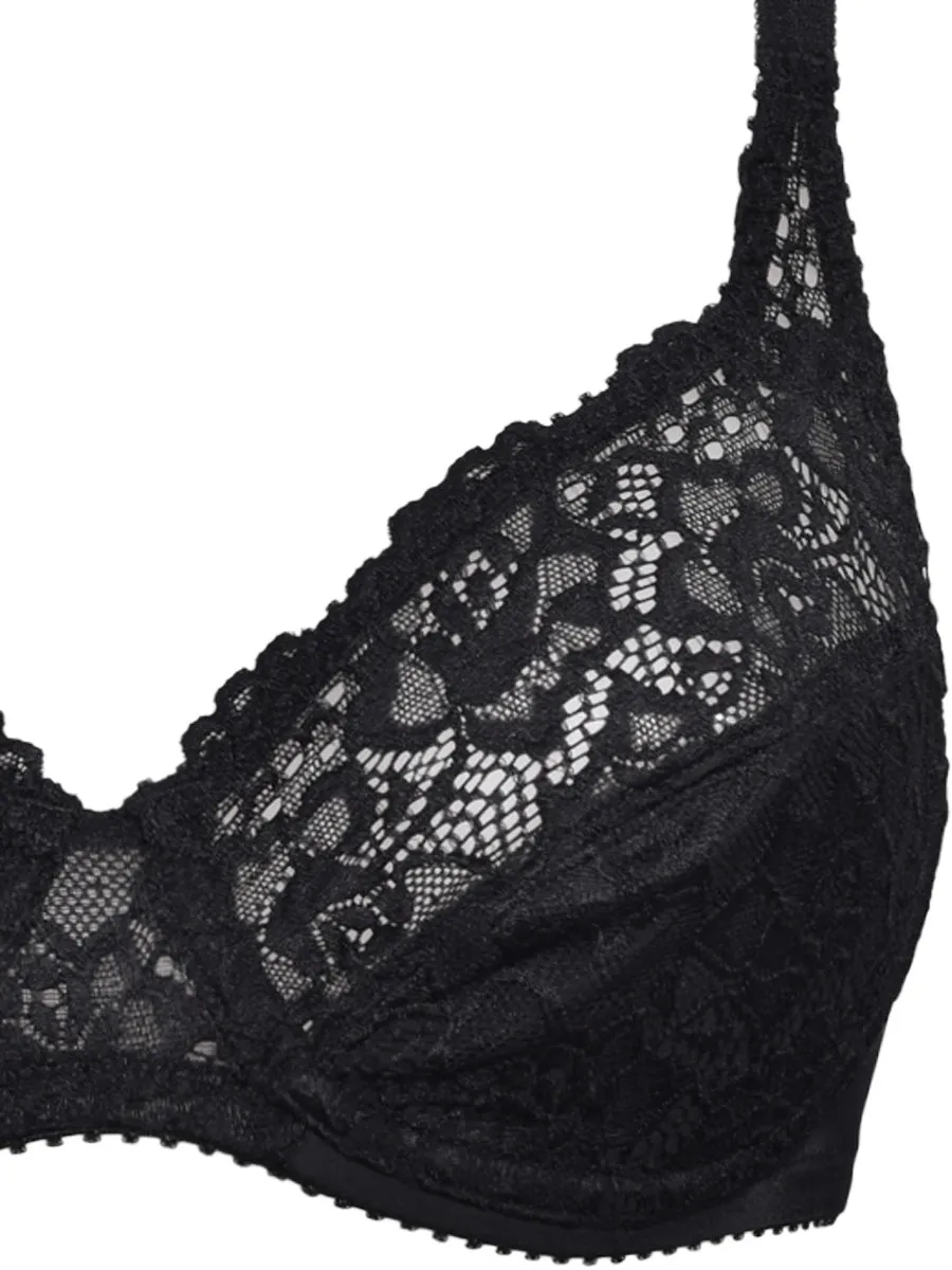 Si'èLei 942 reggiseno francese pizzo nero fodera cotone