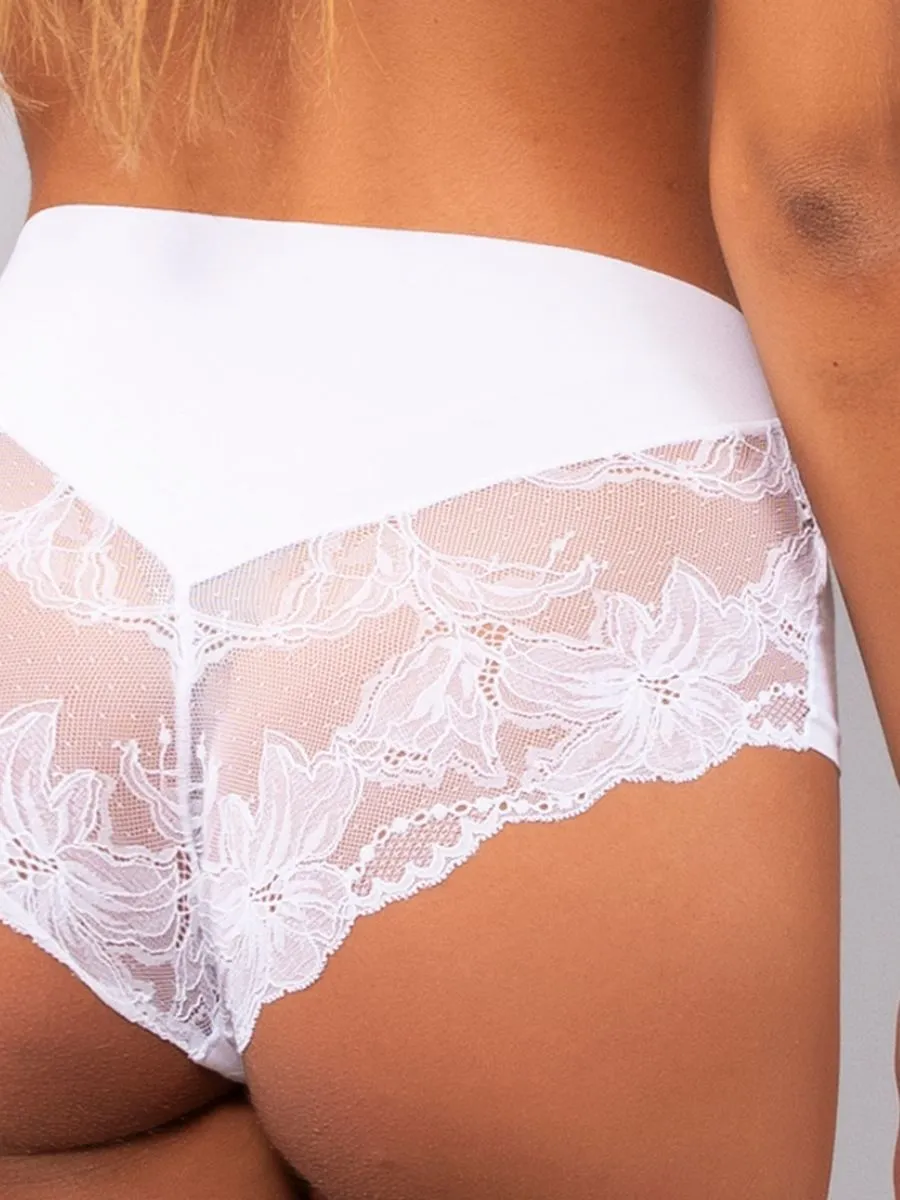 Si'èLei 5119 slip alto cotone bianco pizzo invisibile
