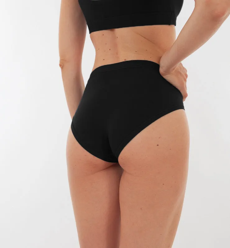 Casagin slip midi donna tessuto naturale nero vita alta