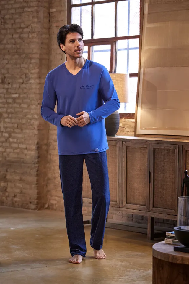 Janira Depth Blue Pigiama Manica Lunga Blu