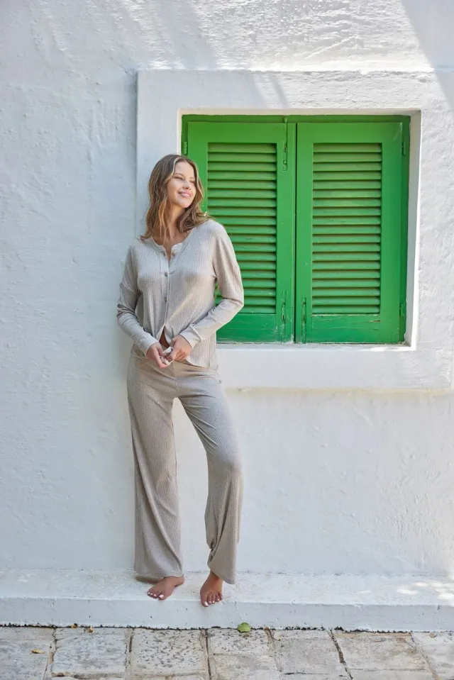 Rossoporpora Costina Leggera pigiama donna grigio melange viscosa