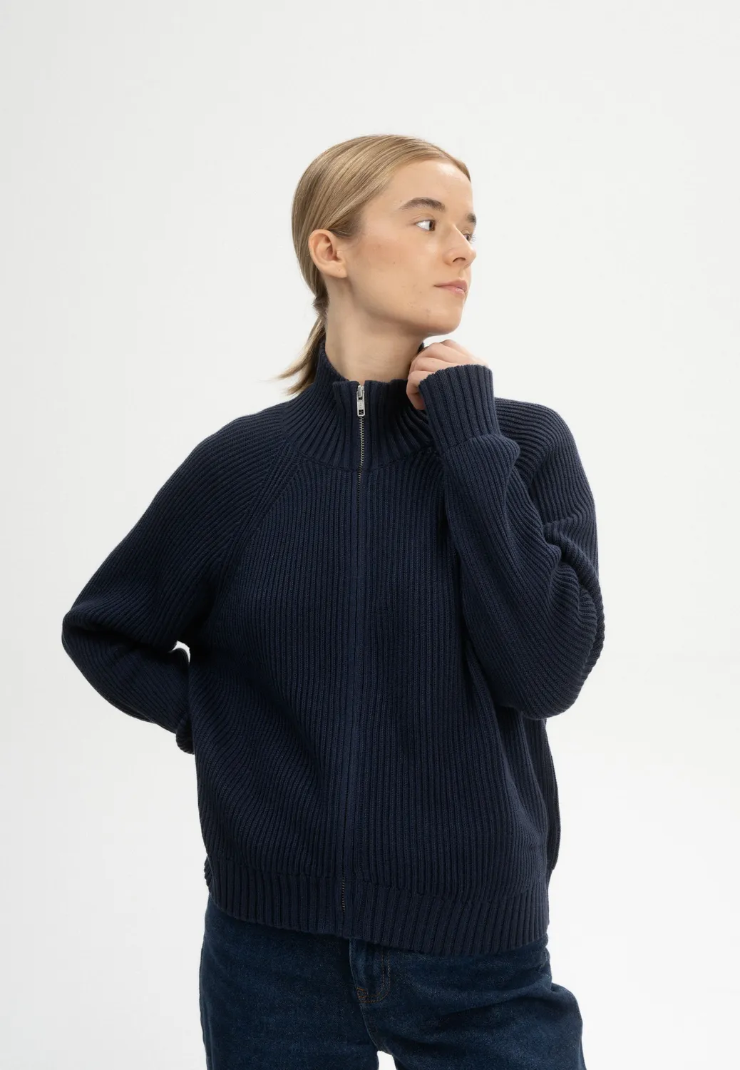 Casagin Cotone Biologico giacca maglia zip crema calda