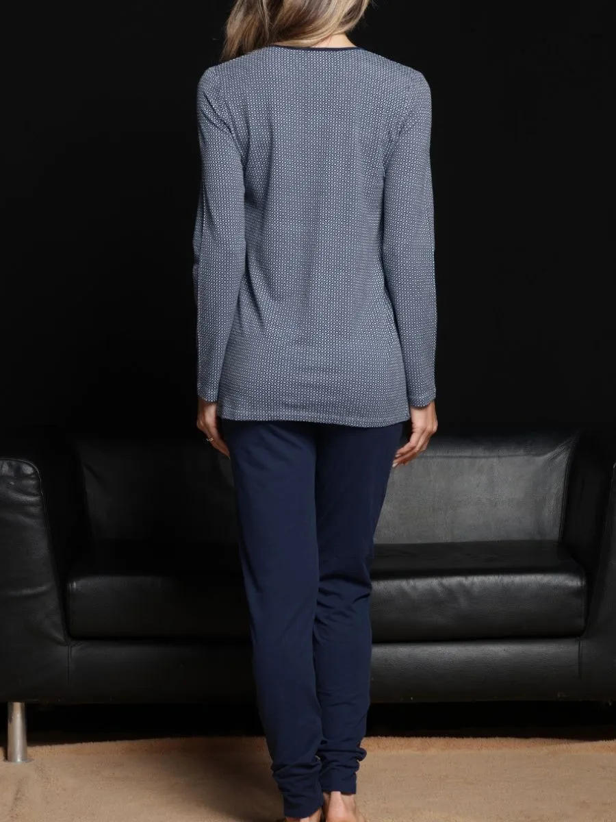 Si'èLei MM16 pigiama donna blu viscosa serafino maniche lunghe