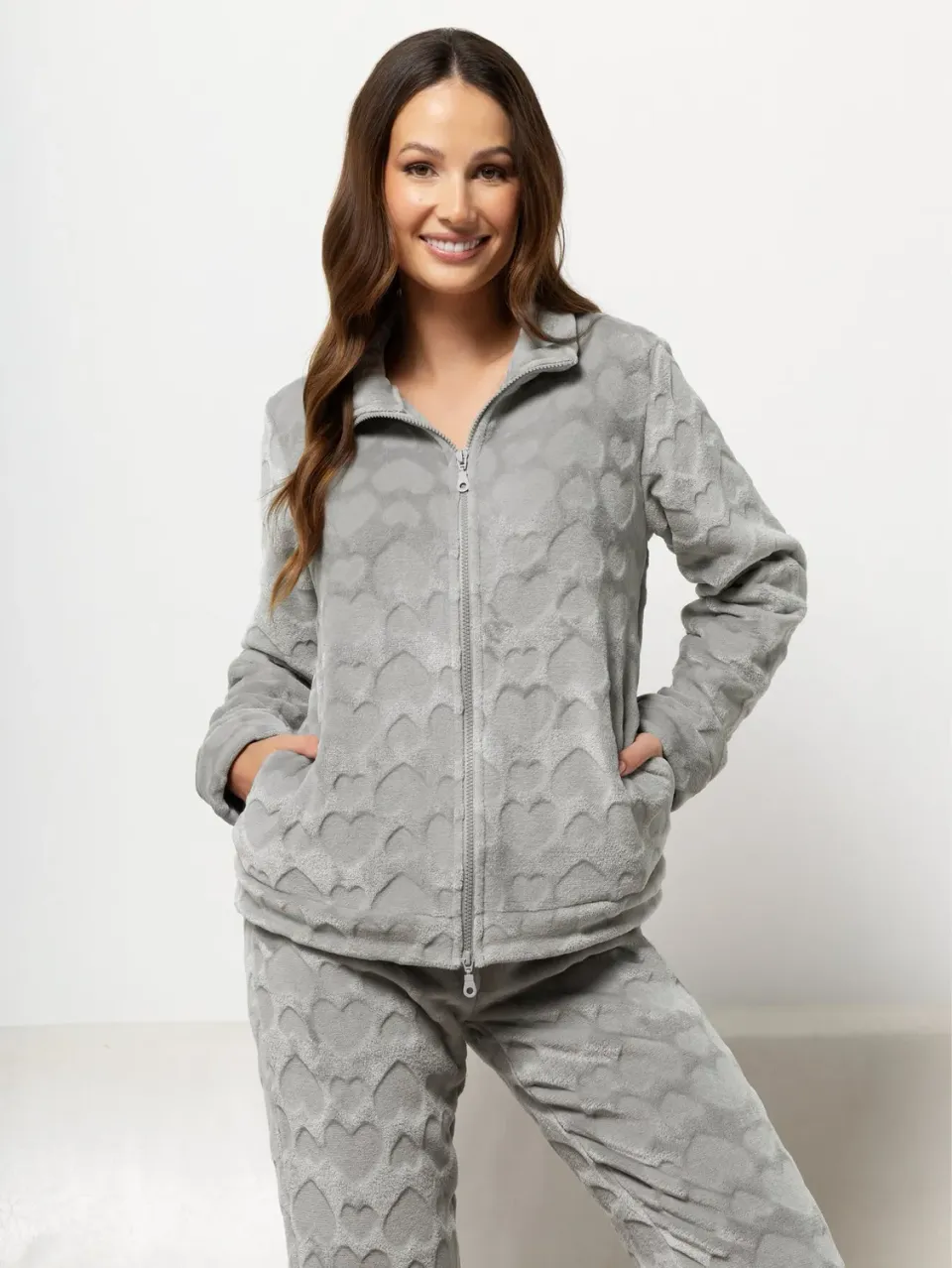 Si'èLei OF44 tuta donna grigio coral pile con zip intera