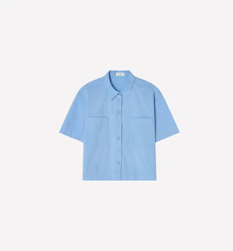 Casagin Camicia Crop Popeline camicia azzurro chiaro cotone biologico