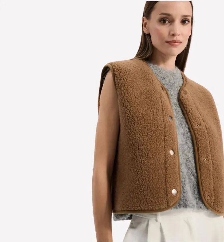 Casagin Pile Naturale gilet azzurro lana merino teddy