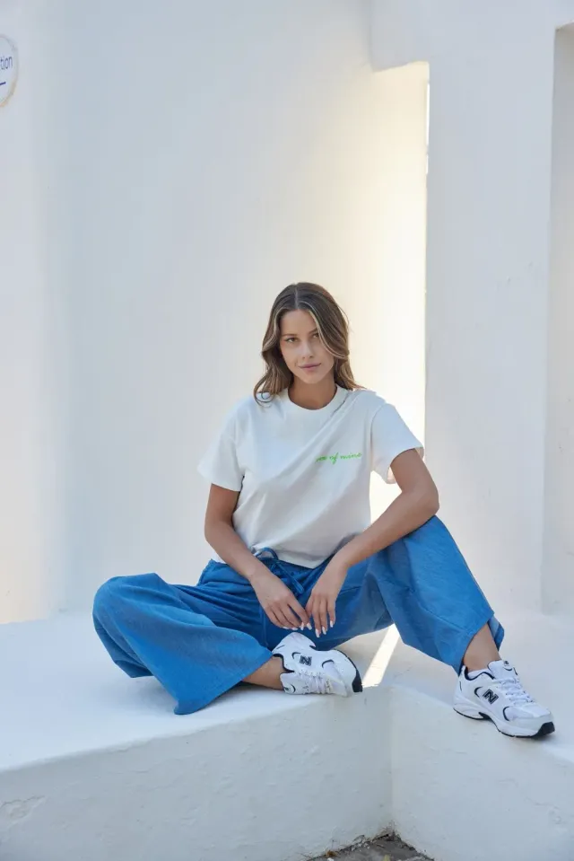 Rossoporpora T-shirt Donna Cotone con Ricamo Colorato