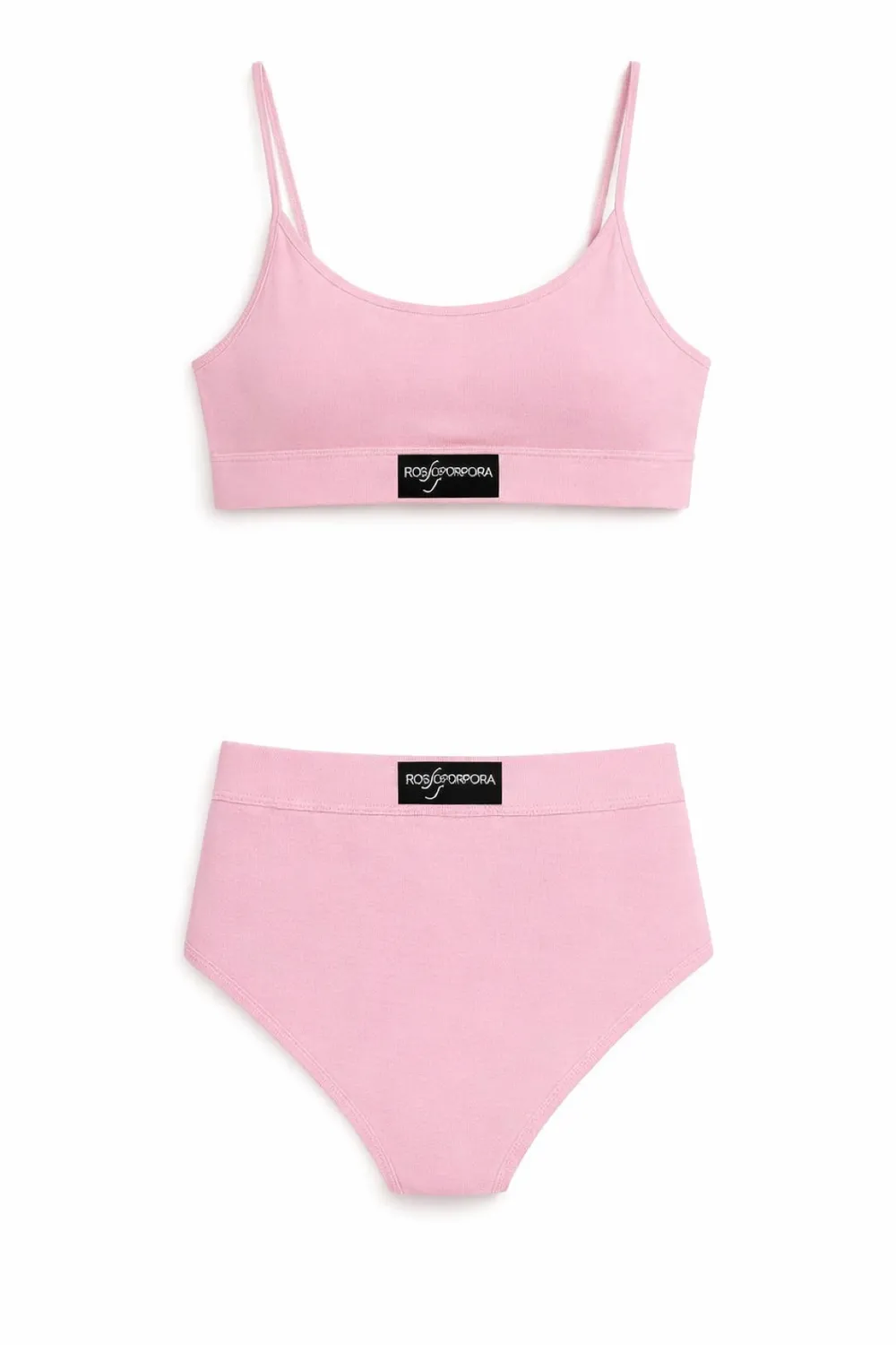 Rossoporpora Coordinato Corpetto Culotte set cotone pizzo rosa