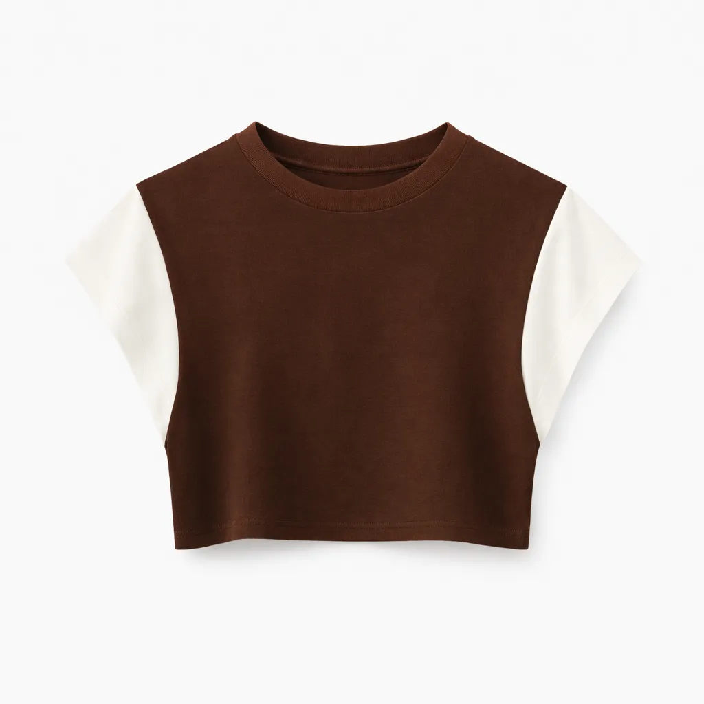 Rossoporpora Maglia Cotone Profili Contrasto mezza manica panna