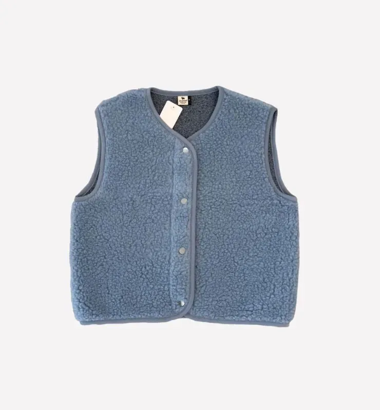 Casagin Pile Naturale gilet azzurro lana merino teddy