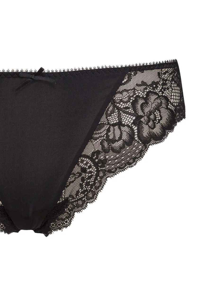 Si'èLei Pure Love 1975 Slip Pizzo Microfibra Nero