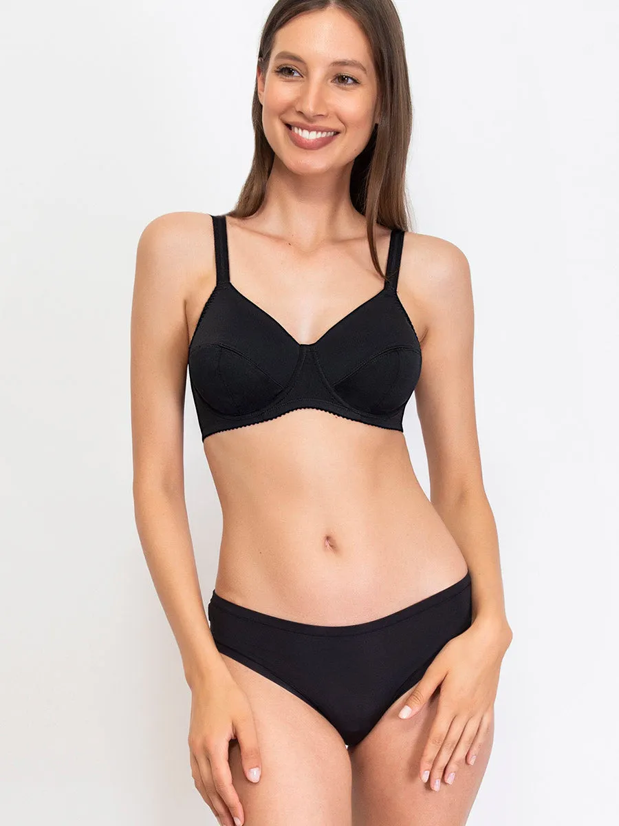 SièLei Donna 962 reggiseno francese nero cotone con ferretto
