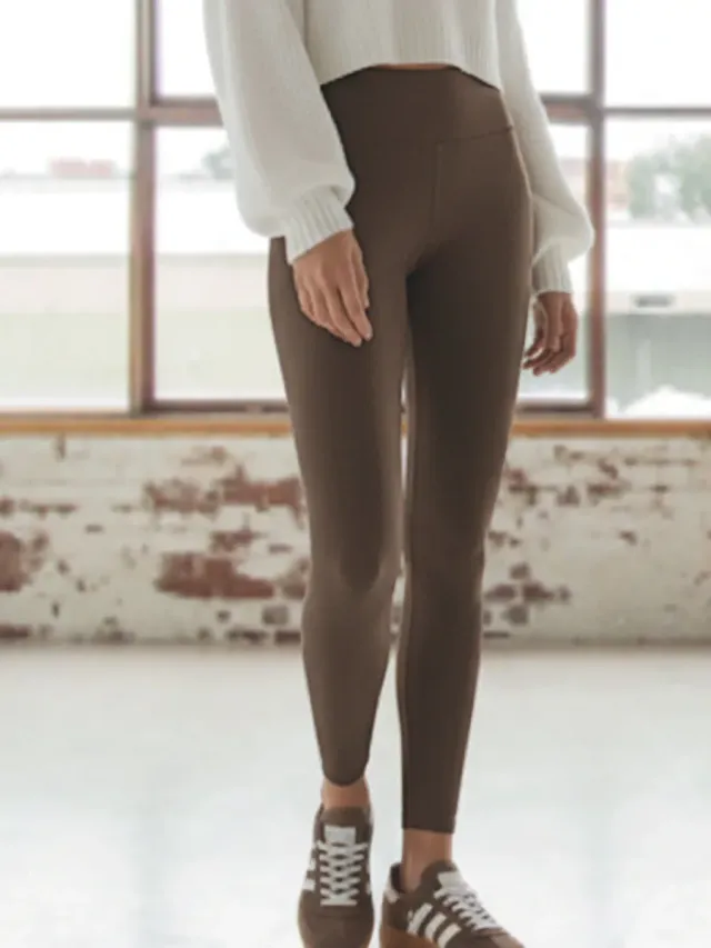 Si'èLei LG13 leggings donna elasticizzato cacao vita alta