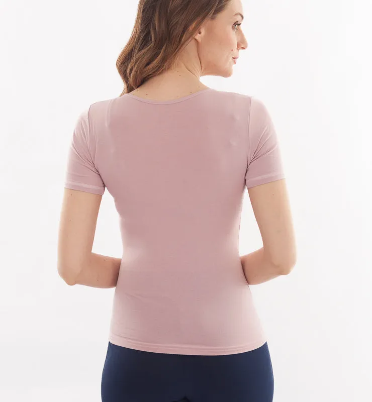 Casagin T-Shirt Tencel Donna Maniche Corte Scollo Rotondo
