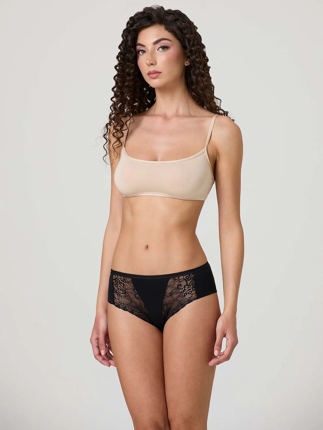 Jadea Basic 064 midi cotone elasticizzato pizzo davanti