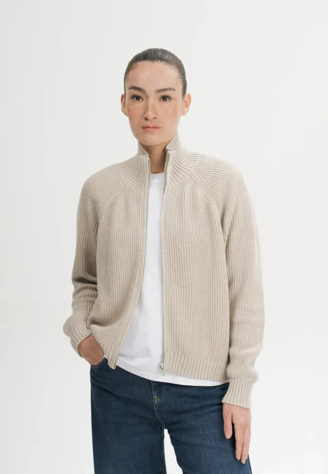 Casagin Cotone Biologico giacca maglia zip crema calda