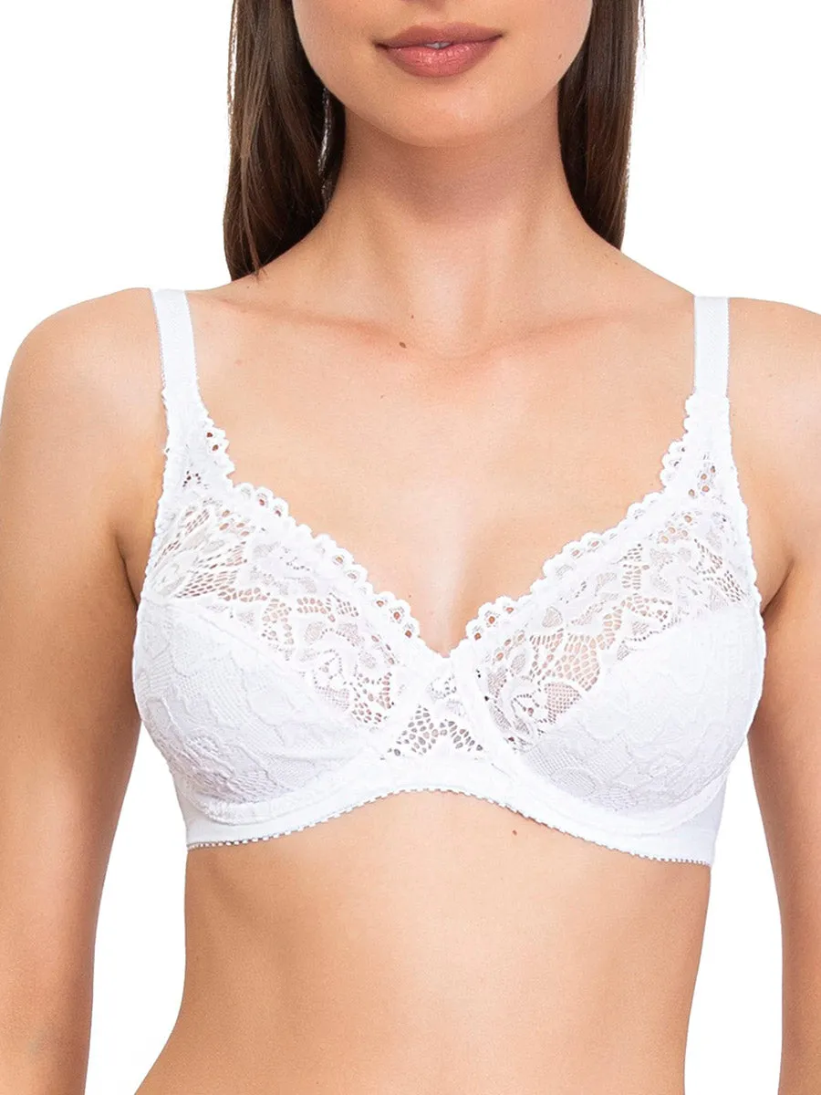SièLei 942 reggiseno francese bianco pizzo foderato cotone
