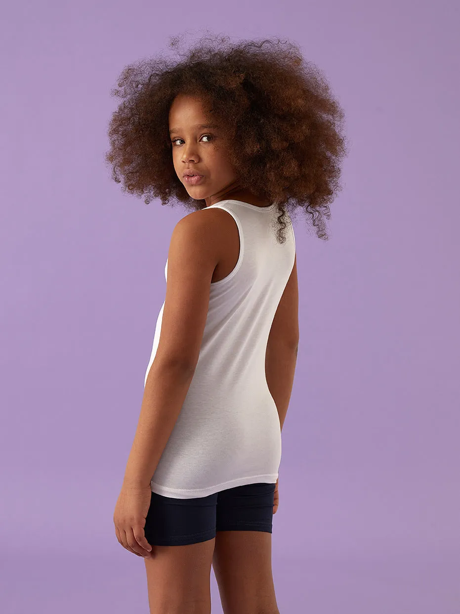 Jadea 283 canotta bambina cotone elasticizzato bianca