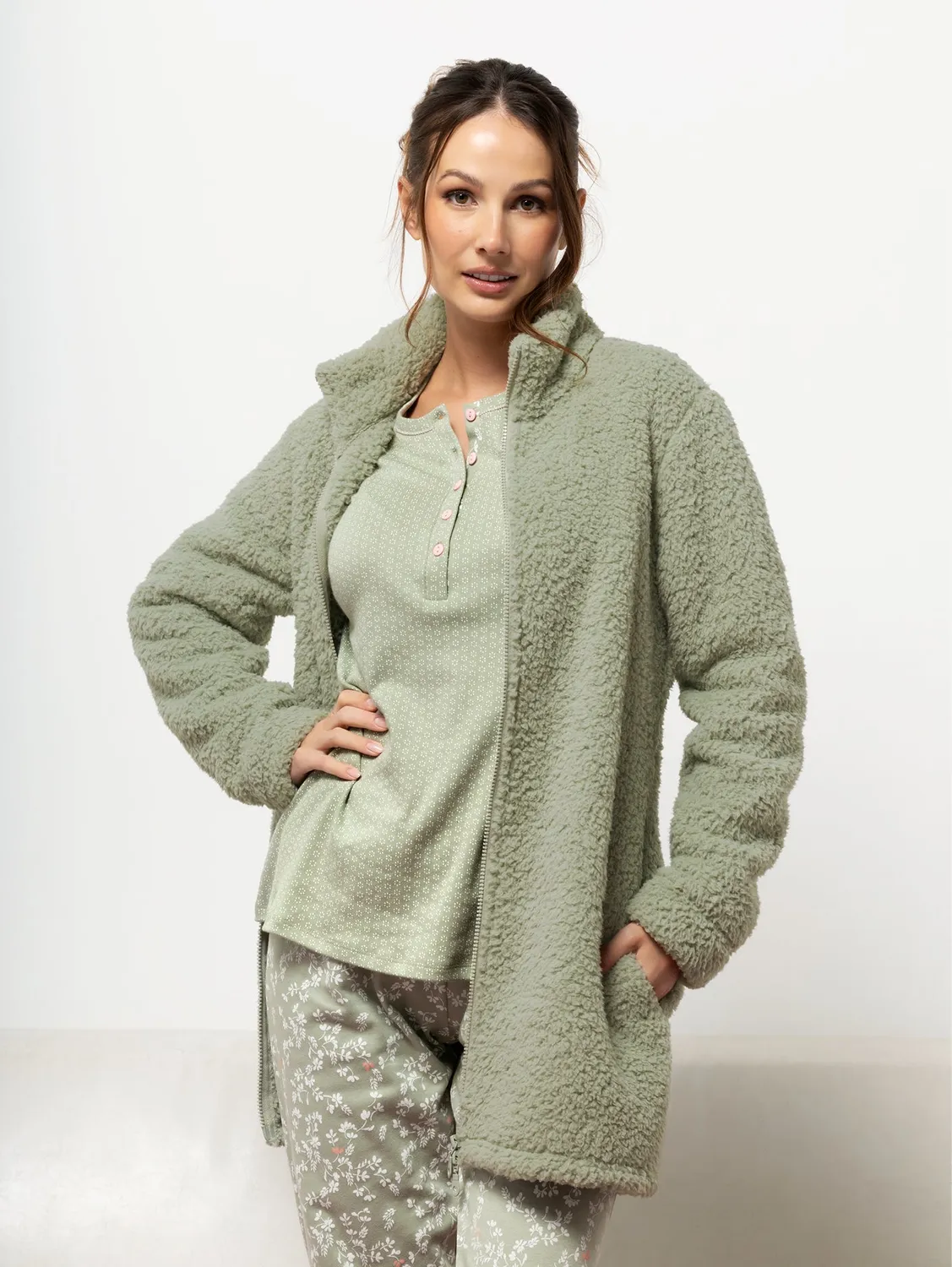 Si'èLei TS84 giacca salvia orsetto con zip