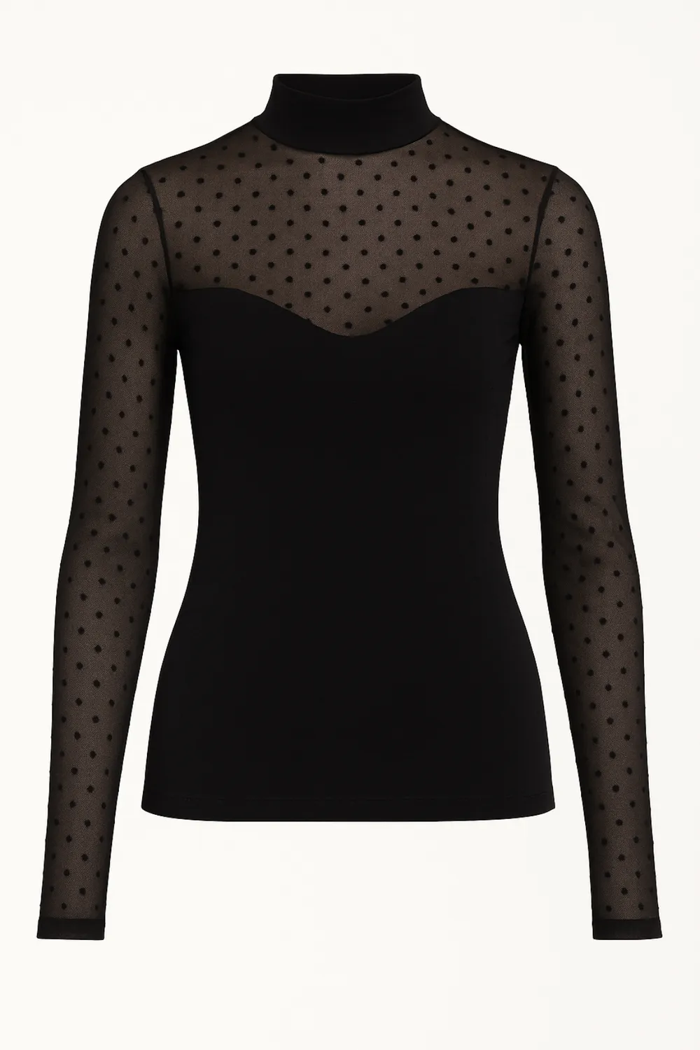 Rossoporpora Lupetto Tulle Pois maglia donna nera