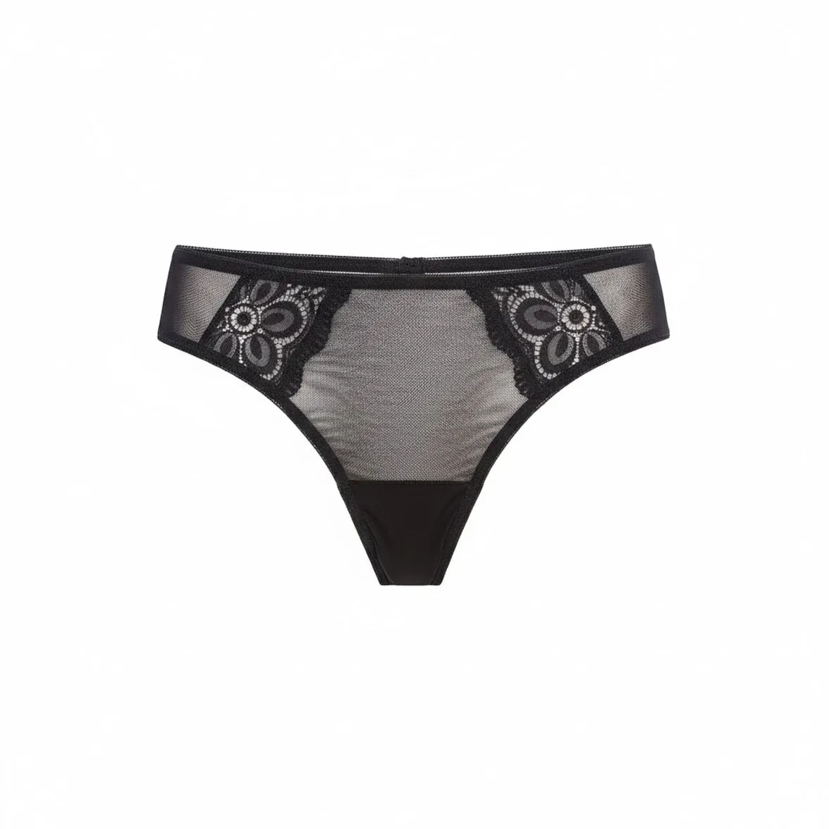Rossoporpora Slip Brasiliana Pizzo Tulle nero elegante
