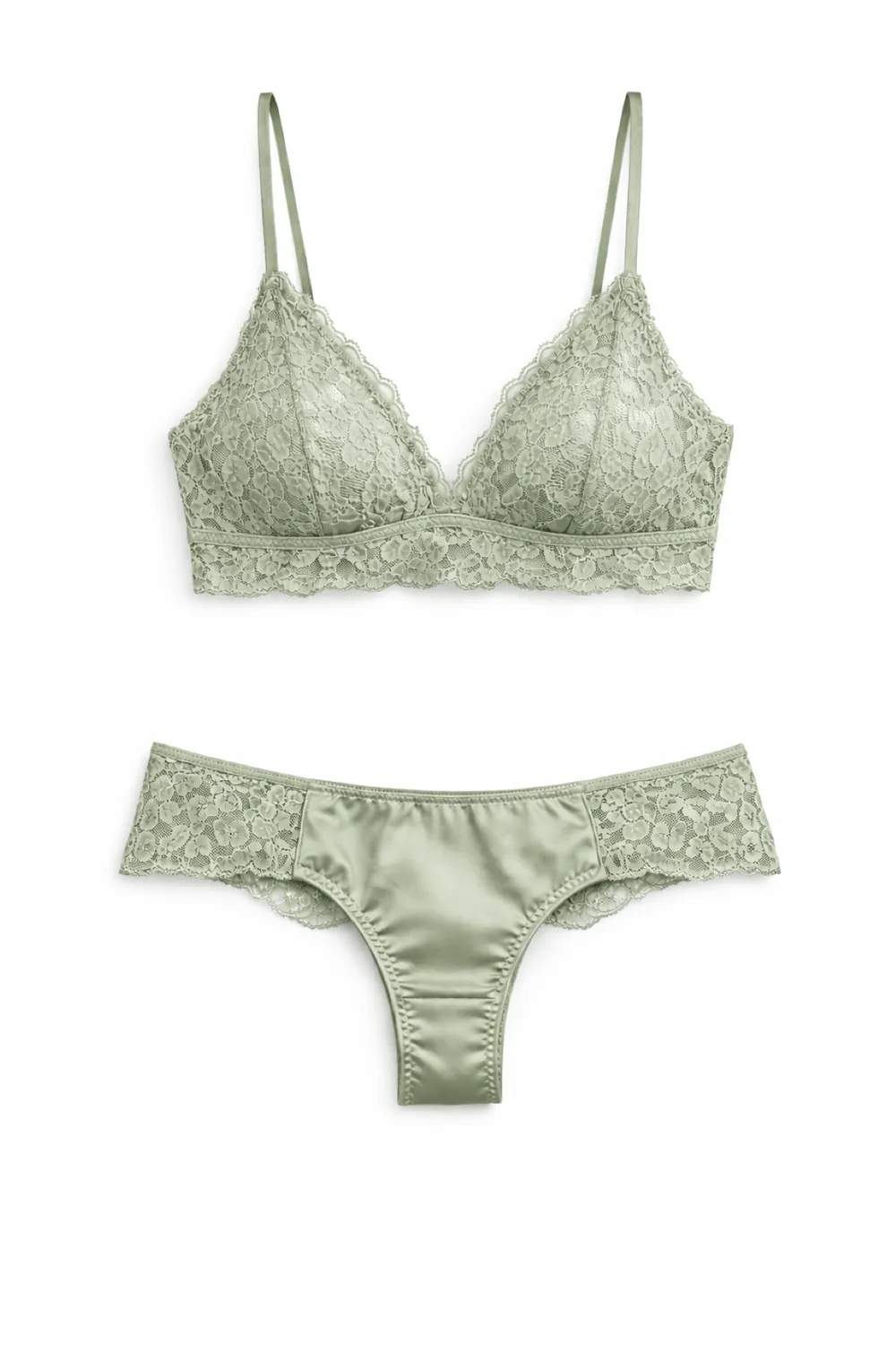 Rossoporpora Coordinato Raso e Pizzo bralette+slip cioccolato pizzo