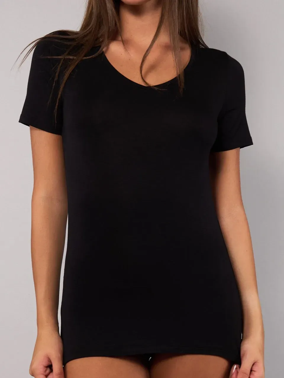 Si'èLei Today 6008 maglia scollo a V nero in modal