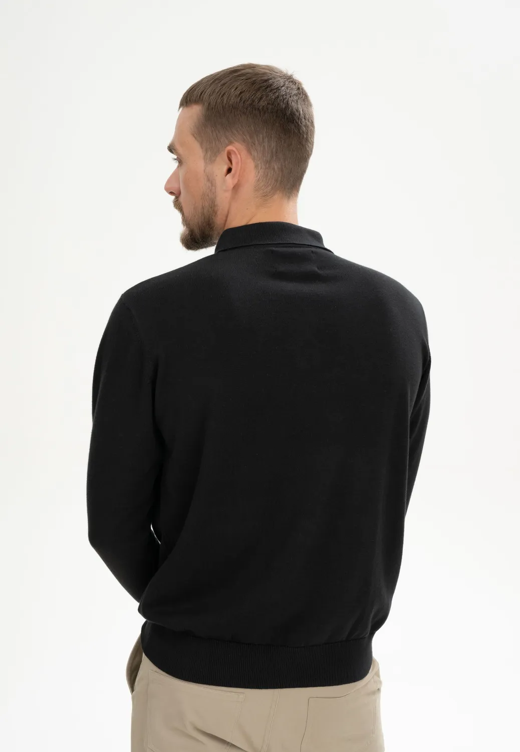 Casagin Polo Uomo Maniche Lunghe Cotone Organico GOTS Nera