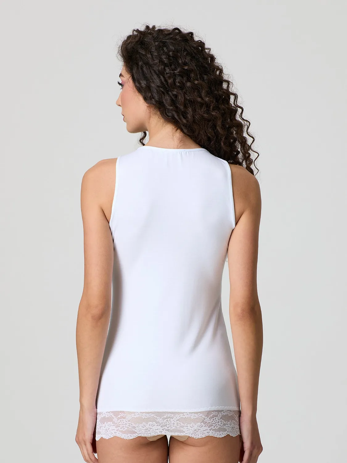 Jadea Basic 4328 canotta cotone pizzo nero
