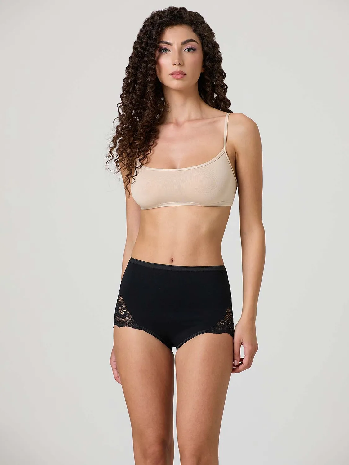 Jadea Basic 07 culotte cotone elasticizzato pizzo nero