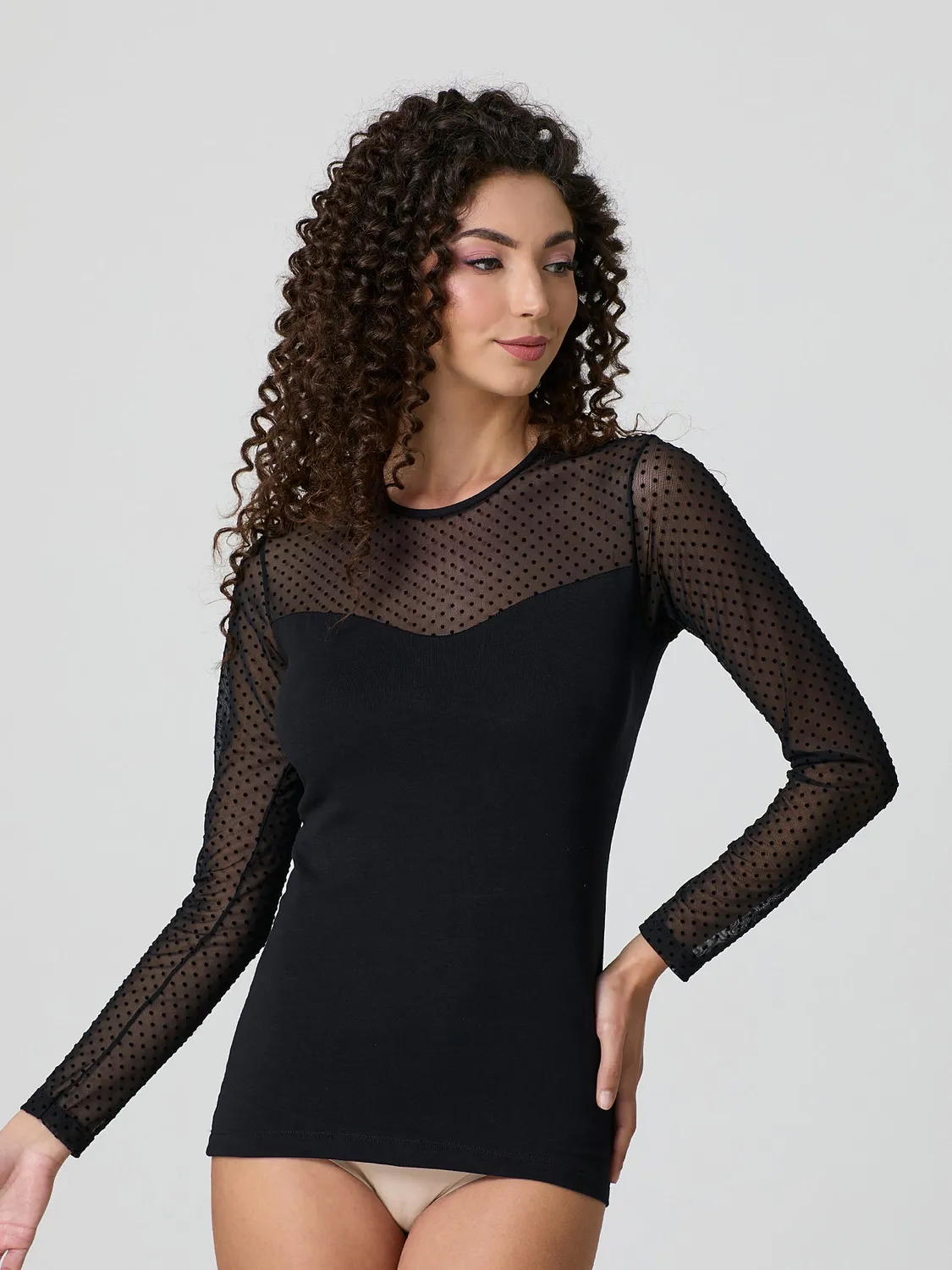 Jadea 4651 maglia manica lunga nera in cotone
