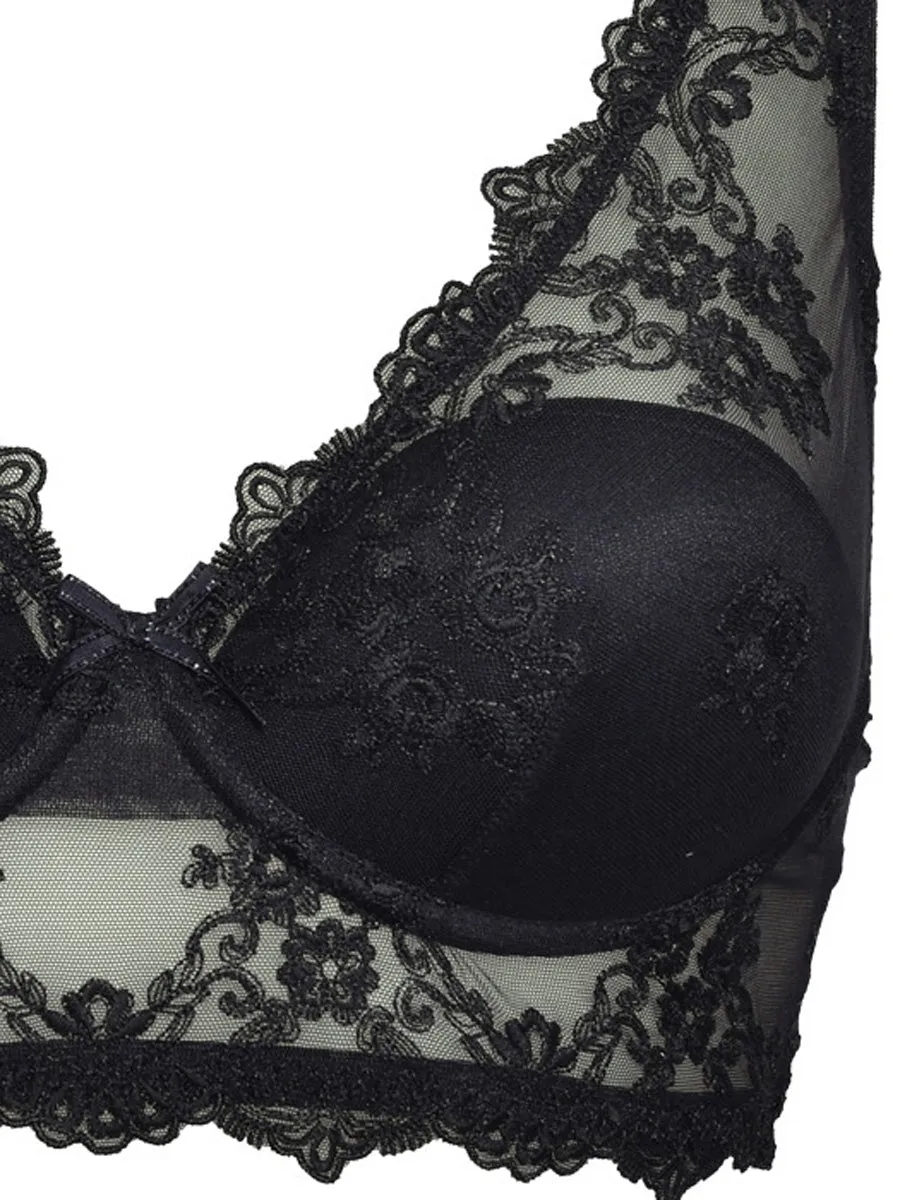 SièLei Glam 1944 top nero tulle coppe imbottite ferretto