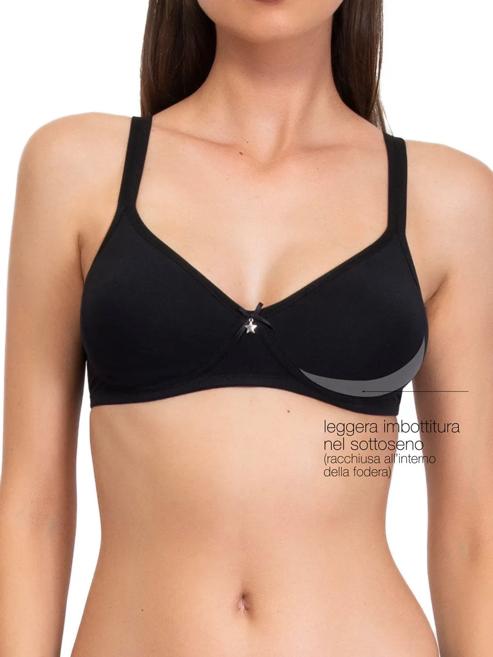 Si'èLei Natural Cotton 1452 reggiseno nero cotone bio