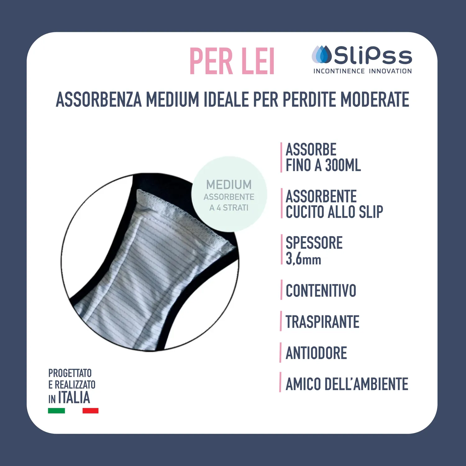 SliPss Donna mutanda assorbente vita alta nero S 300 ml