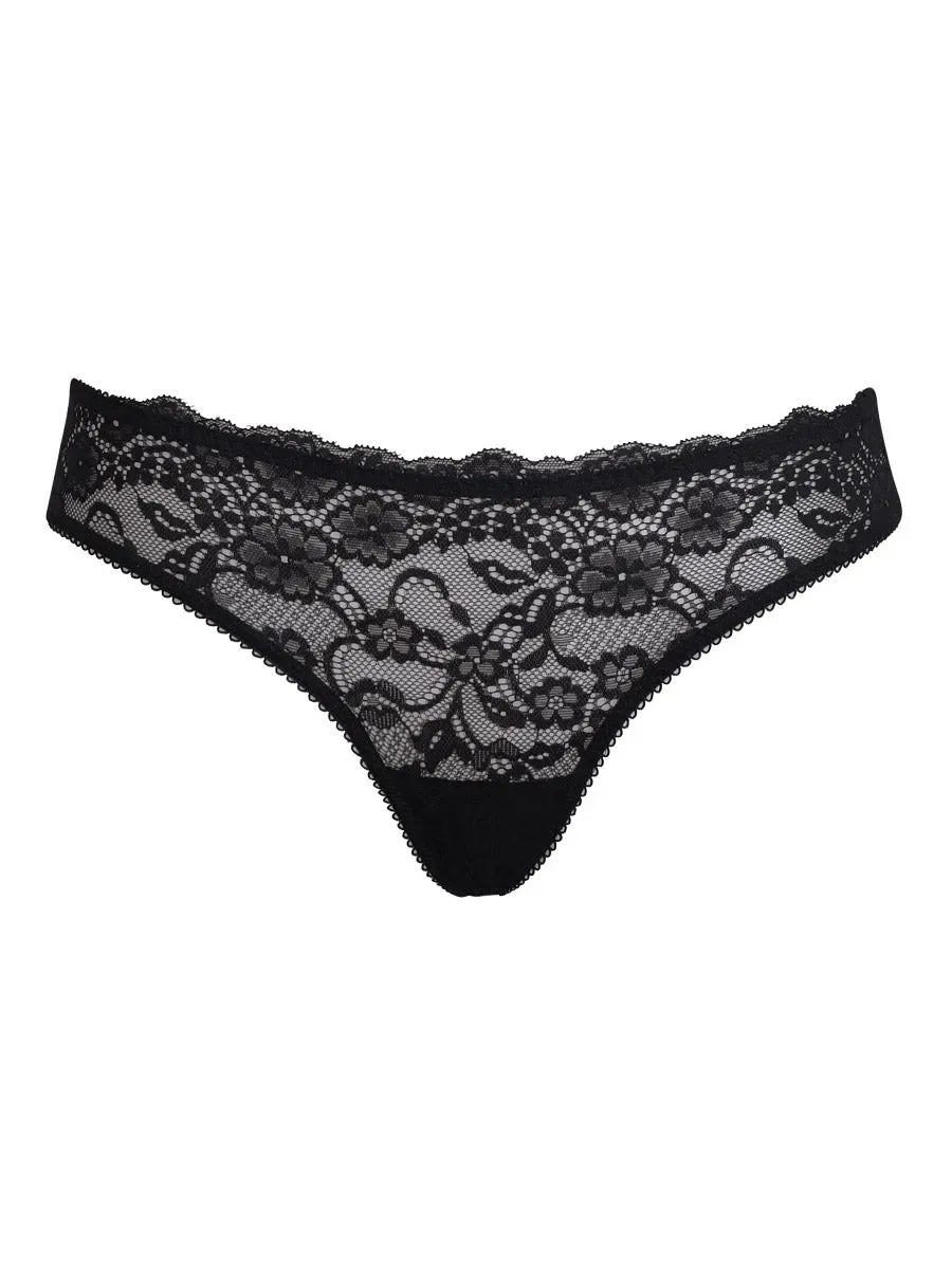 Si'èLei 2675 Slip Nero in Pizzo Floreale